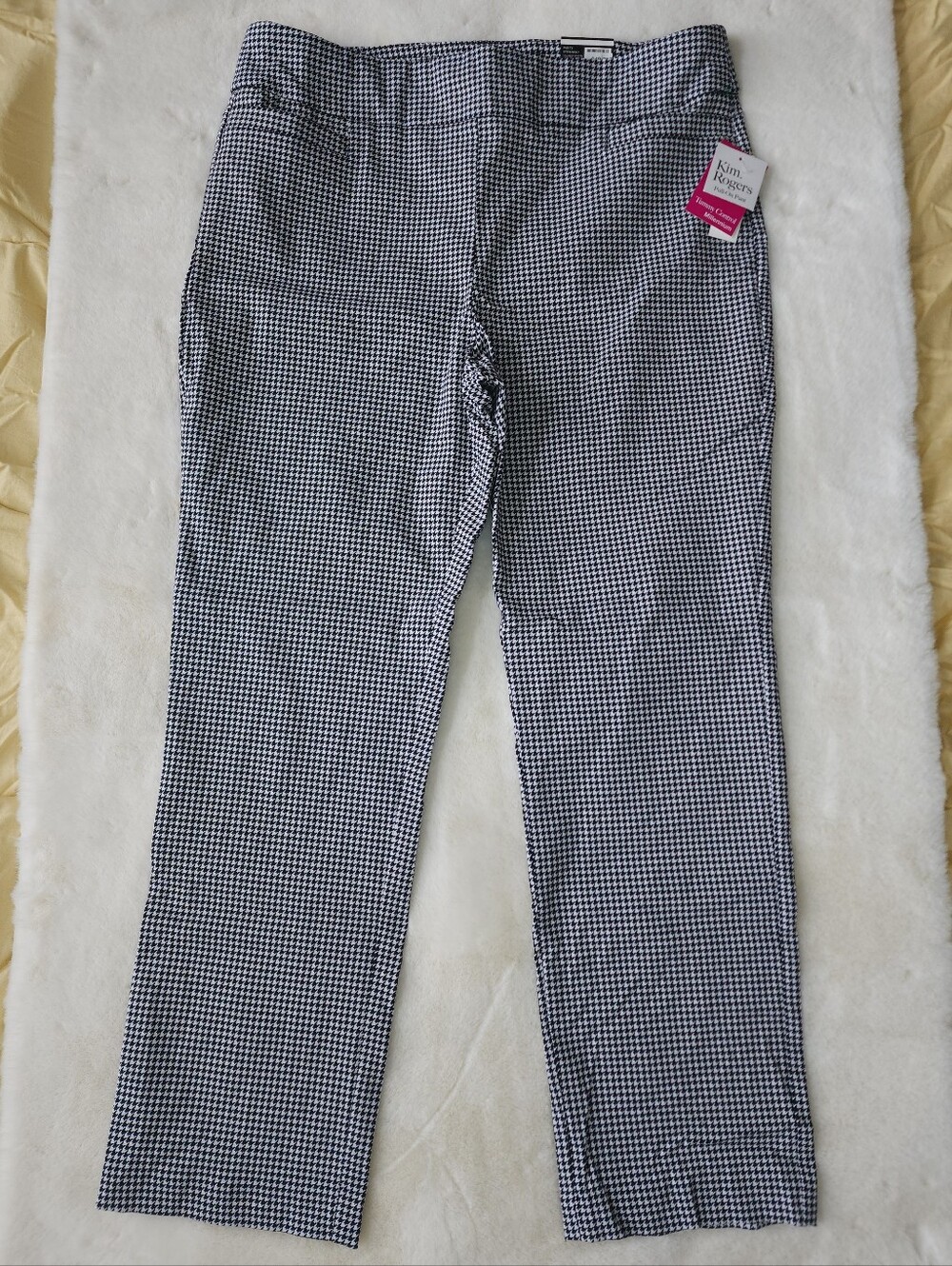 Kim Rogers Black & White Houndstooth Pull-On Straight Pants NWT - Picture 3 of 9